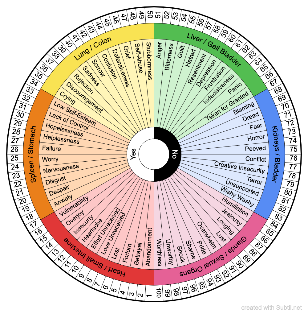 Subtil Dowsing Chart Emotion Code