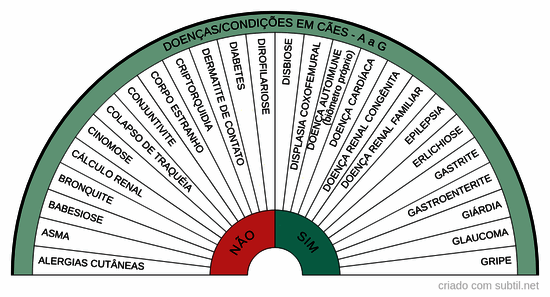 Doenças/condições em cães - A a G