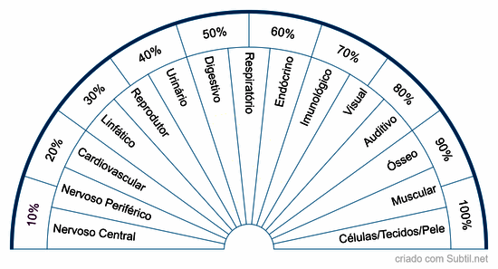Sistemas do corpo e porcentagem